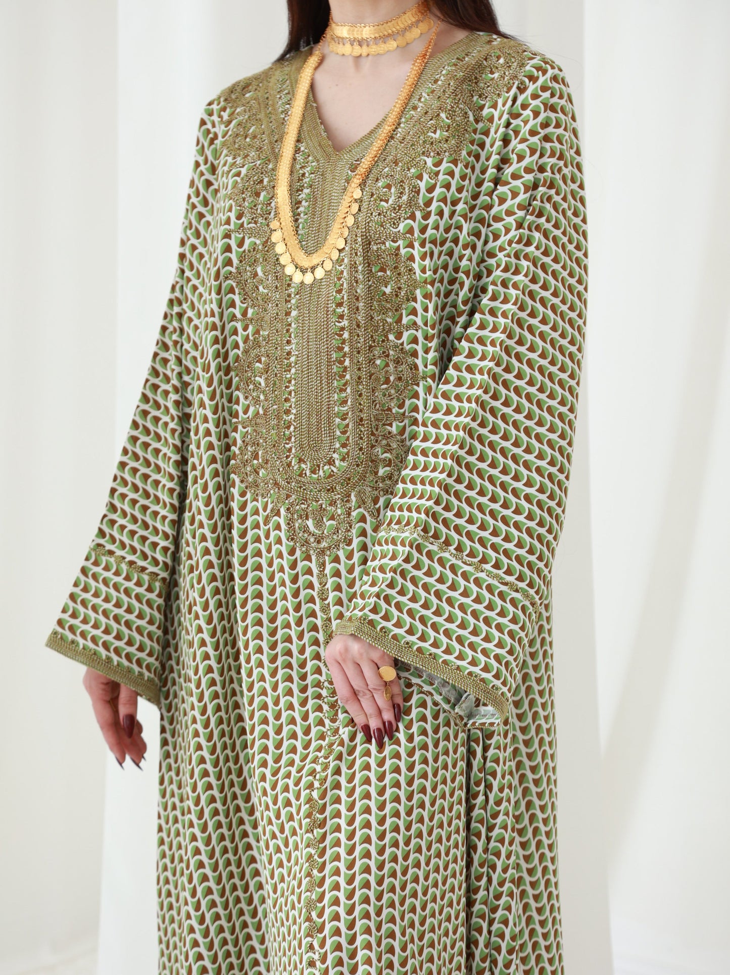 Forest Fern Symphony Embroidered Dress