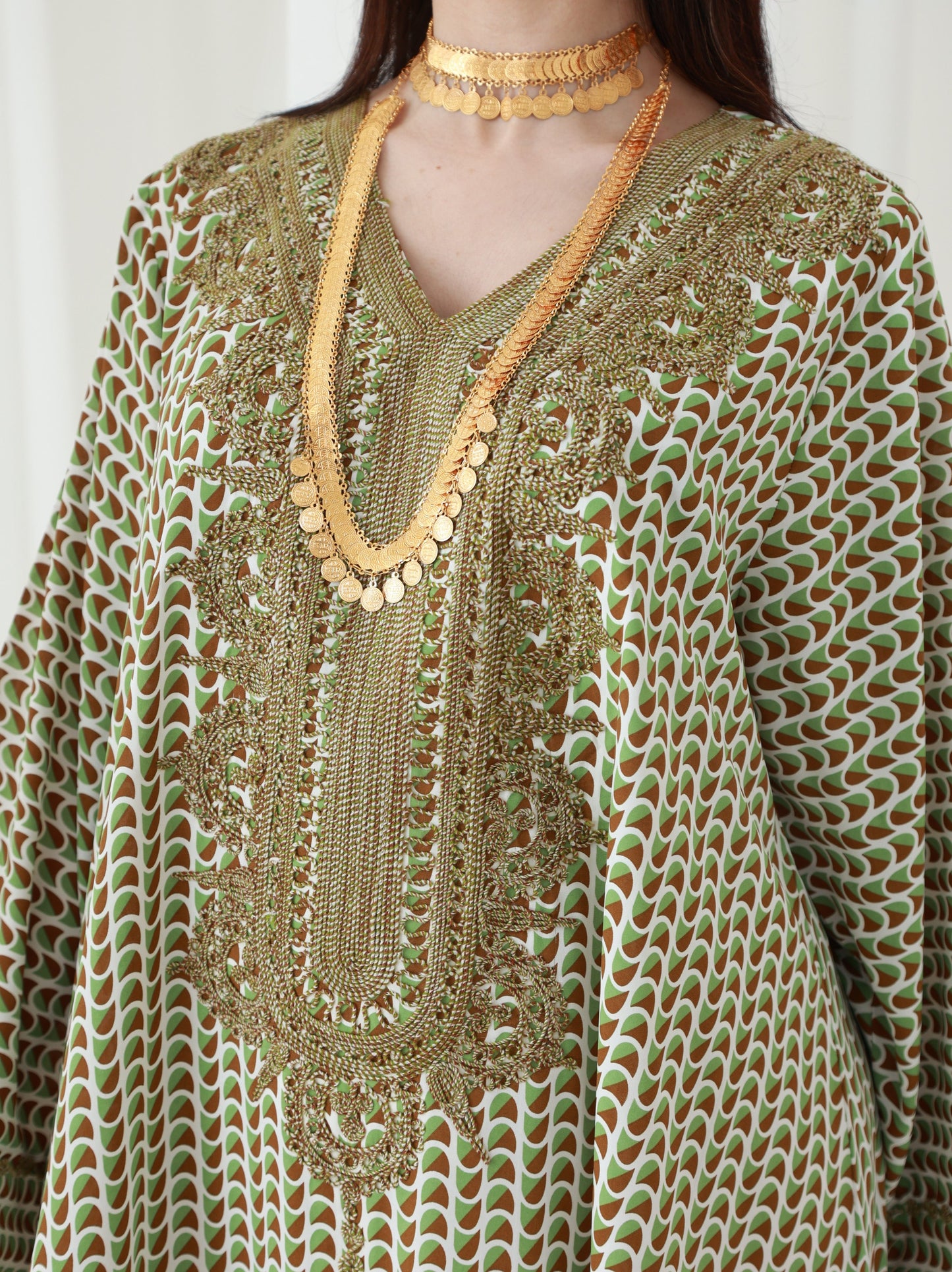 Forest Fern Symphony Embroidered Dress