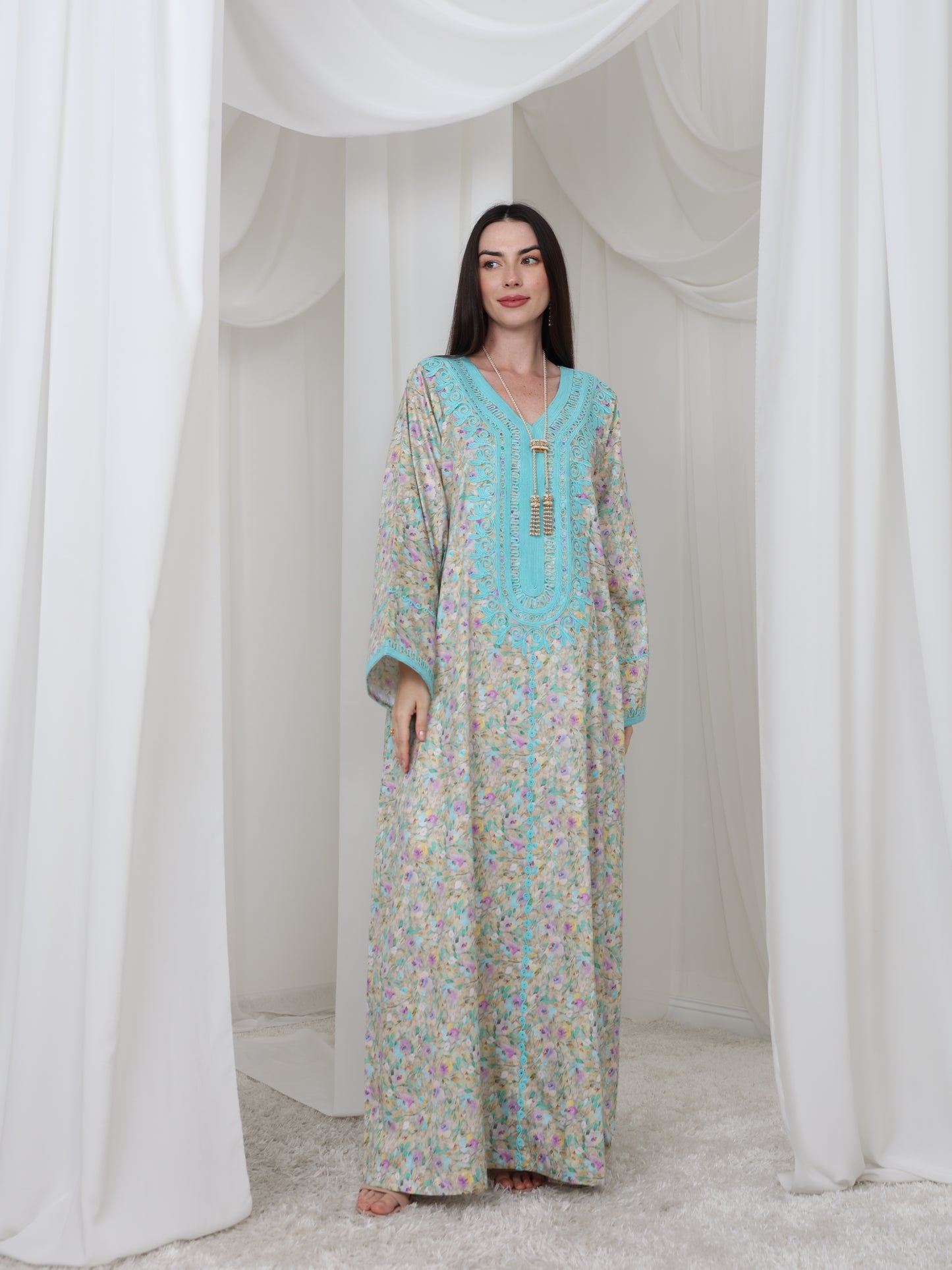 Aqua Blossom Kaftan