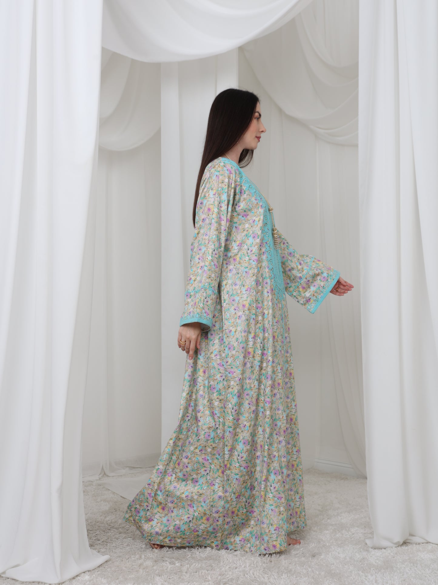 Aqua Blossom Kaftan