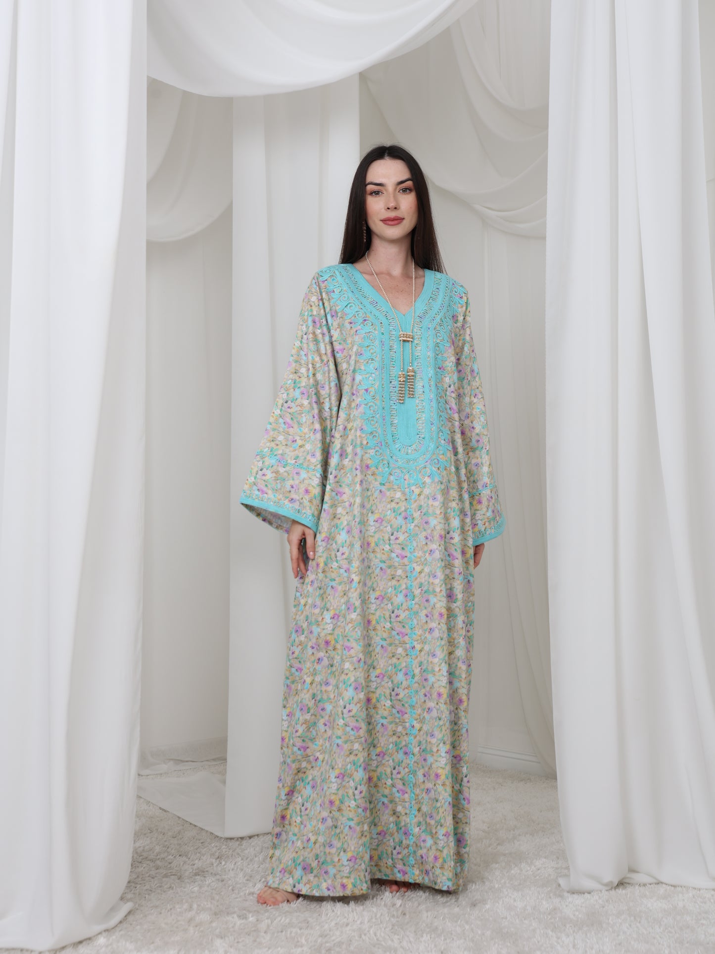 Aqua Blossom Kaftan