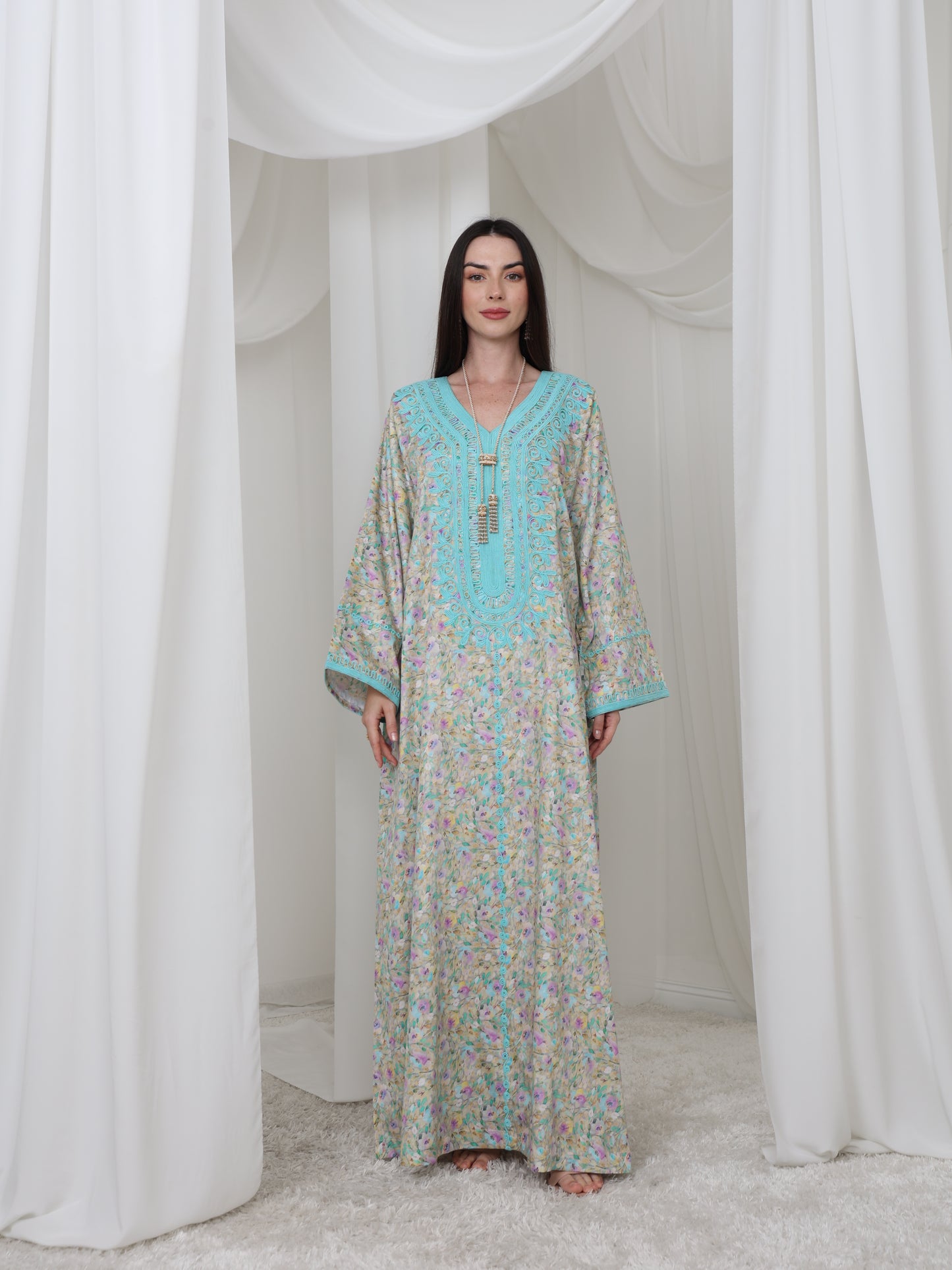 Aqua Blossom Kaftan