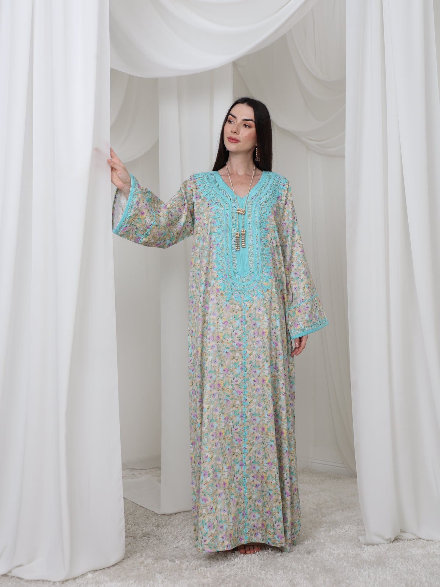 Aqua Blossom Kaftan