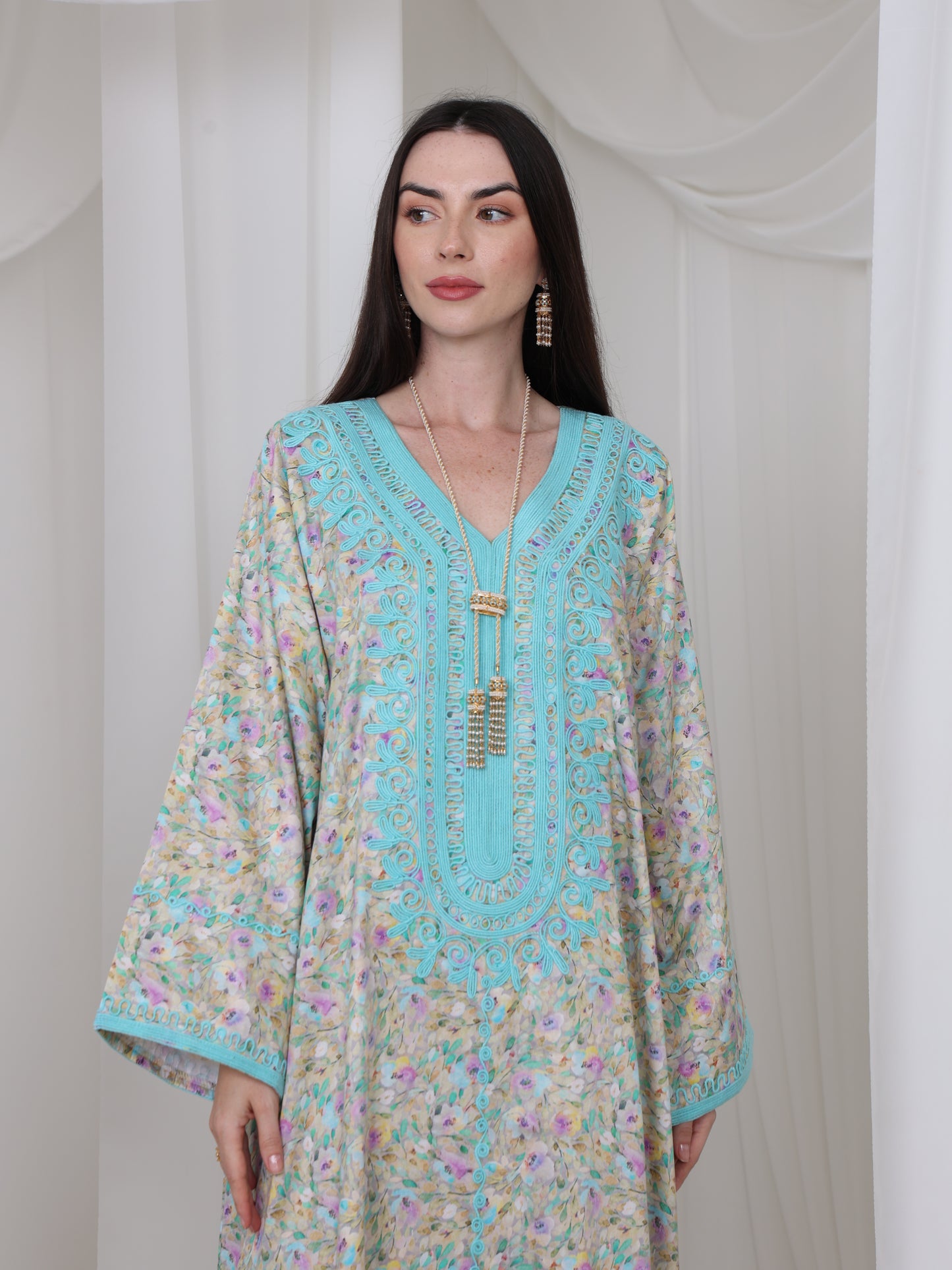 Aqua Blossom Kaftan