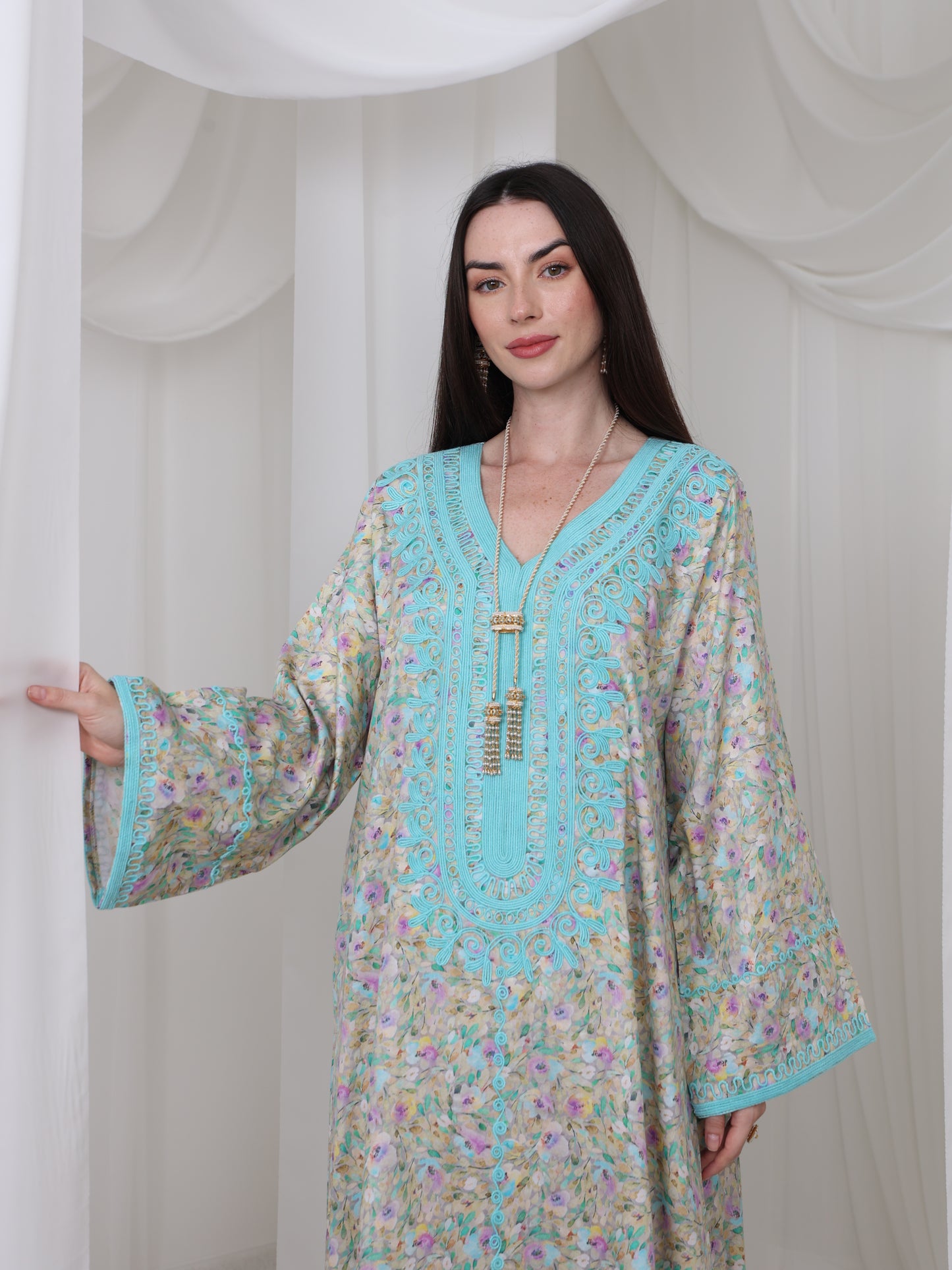 Aqua Blossom Kaftan